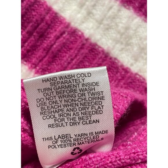 Pink Rose Cropped Magenta Striped Ribbed Knit Sweater Womens Small Pink White - Picture 6 of 6